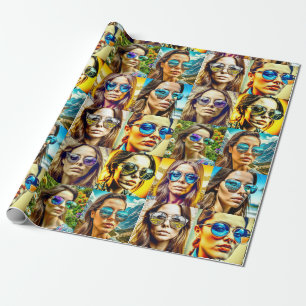 Coole Chicks in Sonnenbrille AI Art Geschenkpapier