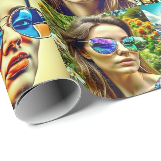 Coole Chicks in Sonnenbrille AI Art Geschenkpapier (Rolleneckpunkt)