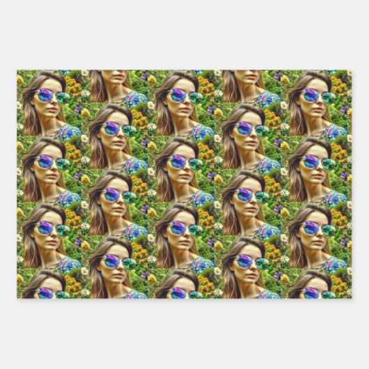 Coole Chicks in Sonnenbrille AI Art Geschenkpapier Set (Vorderseite 3)