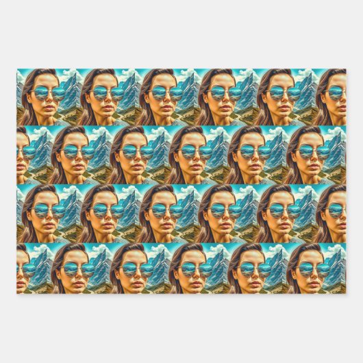 Coole Chicks in Sonnenbrille AI Art Geschenkpapier Set (Vorderseite 2)