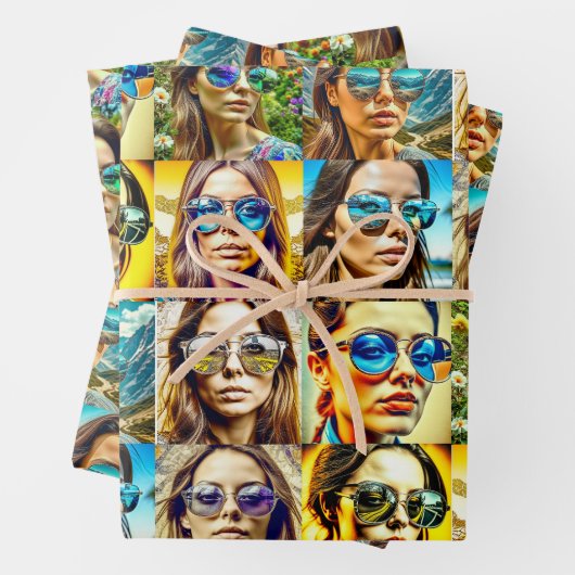 Coole Chicks in Sonnenbrille AI Art Geschenkpapier Set (Beispiel)