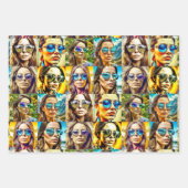 Coole Chicks in Sonnenbrille AI Art Geschenkpapier Set (Vorderseite)