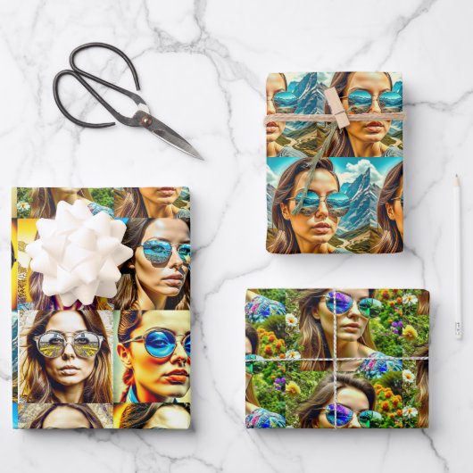 Coole Chicks in Sonnenbrille AI Art Geschenkpapier Set (Vorderseite)