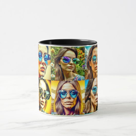 Coole Chicks in Sonnenbrille AI Art Tasse (Zentrum)