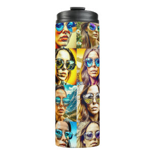 Coole Chicks in Sonnenbrille AI Art Thermosbecher