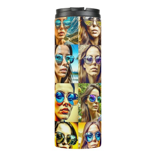 Coole Chicks in Sonnenbrille AI Art Thermosbecher (Rückseite)