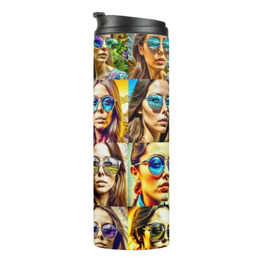 Coole Chicks in Sonnenbrille AI Art Thermosbecher (Nach rechts gedreht)