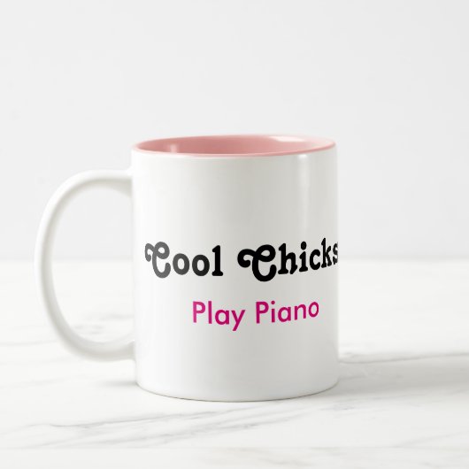 Coole Chicks Piano Zweifarbige Tasse (Links)
