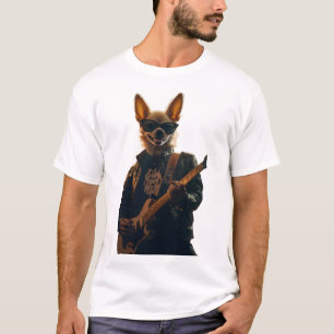 Coole Chihuahua-Gitarrist-Weißes T-Shirt