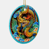 Coole chinesische bunte Drachelotos-Blumenkunst Keramikornament (Rechts)