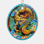 Coole chinesische bunte Drachelotos-Blumenkunst Keramikornament (Links)