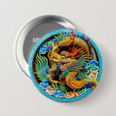 Coole chinesische farbige Drachenfarbe lotus Blume Button (Vorne & Hinten)