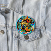 Coole chinesische farbige Drachenfarbe lotus Blume Button (Beispiel)