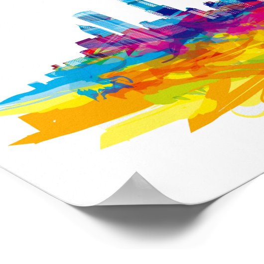 Coole Colorful Chicago Skyline Poster (Ecke)