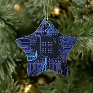 Coole Computerplatine blau Keramik Ornament