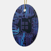 Coole Computerplatine blau Keramik Ornament (Links)