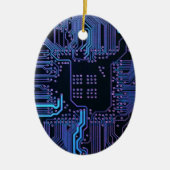 Coole Computerplatine blau Keramik Ornament (Vorne)