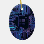Coole Computerplatine blau Keramik Ornament (Hinten)