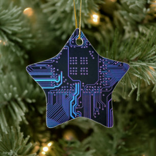 Coole Computerplatine blau Keramik Ornament
