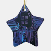 Coole Computerplatine blau Keramik Ornament (Links)