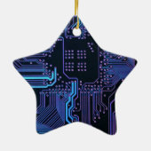 Coole Computerplatine blau Keramik Ornament (Hinten)