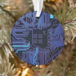 Coole Computerplatine blau Ornament