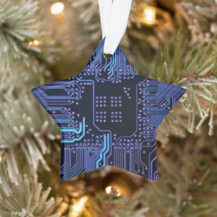 Coole Computerplatine blau Ornament