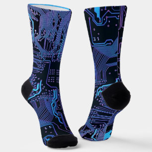 Coole Computerplatine blau Socken