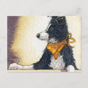 Coole Cowboy-Collie behalte sorgfältig ein Auge... Postkarte