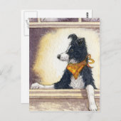 Coole Cowboy-Collie behalte sorgfältig ein Auge... Postkarte (Vorne/Hinten)