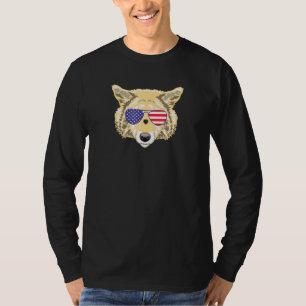 Coole Coyote Tragen der US-Flagge Sonnenbrille USA T-Shirt