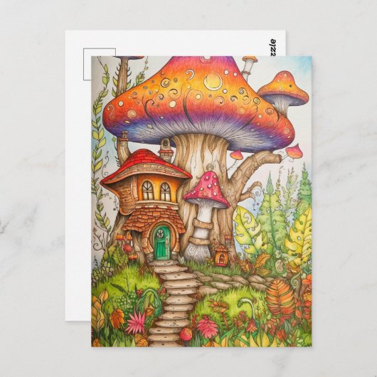 Coole Creative Psychedelic Mushroom-Wohnung Postkarte (Vorne/Hinten)