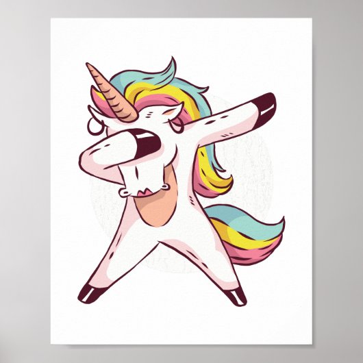 Coole Dabbing Einhorn Regenbogen Trendy Dance Move Poster (Vorne)