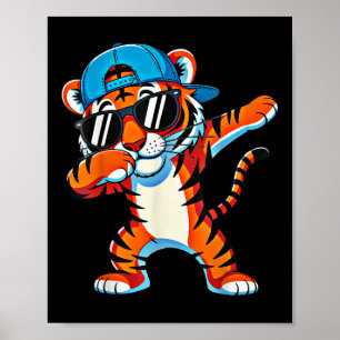 Coole Dabbing-Tiger-Bekleidung Süßes Tier Männer M Poster
