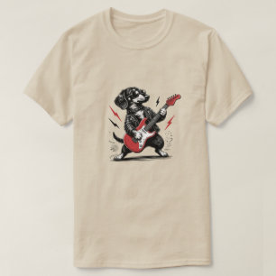 Coole Dachshund-Gitarrist-Lederjacke T-Shirt