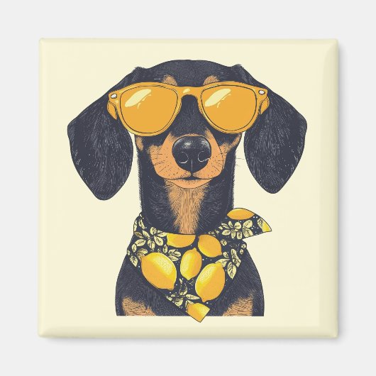Coole Dackel-Hundesonnenbrille Zitronen Magnet (Vorne)