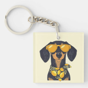 Coole Dackel-Hundesonnenbrille Zitronen Schlüsselanhänger