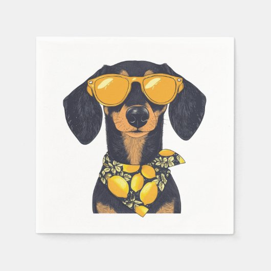 Coole Dackel-Hundesonnenbrille Zitronen Serviette (Vorderseite)