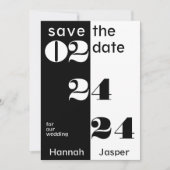 Coole Datumsnummern Typografy Black Wedding Save The Date (Vorderseite)