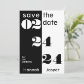 Coole Datumsnummern Typografy Black Wedding Save The Date (Stehend Vorderseite)