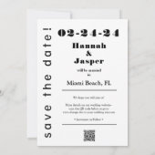 Coole Datumsnummern Typografy Black Wedding Save The Date (Rückseite)