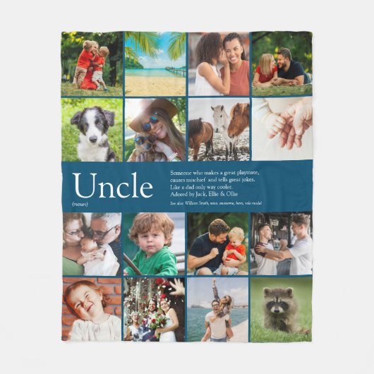 Coole Definition von "Foto Collage Fun Uncle" Fleecedecke (Vorderseite)