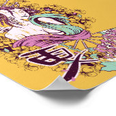 coole dekorative japanische Samurai Geisha Art Poster (Ecke)