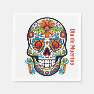Coole Dia de Muertos Doodle Stil Calavera Schädel Serviette