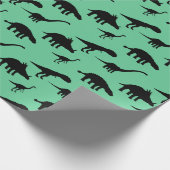 Coole Dino Dinosaurier-Silhouetten Geschenkpapier (Ecke)