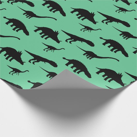 Coole Dino Dinosaurier-Silhouetten Geschenkpapier (Ecke)