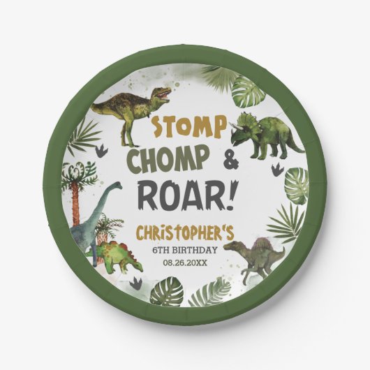 Coole Dinosaurier Jurassic Boy Geburtstagsparty Pappteller (Vorderseite)