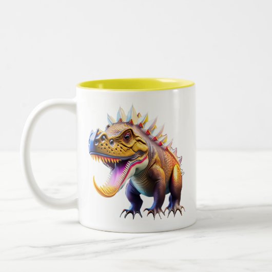 Coole Dinosaurier-Kid-Tasse Zweifarbige Tasse (Links)