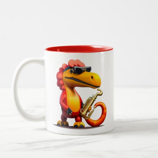 Coole Dinosaurier-Kid-Tasse Zweifarbige Tasse (Links)