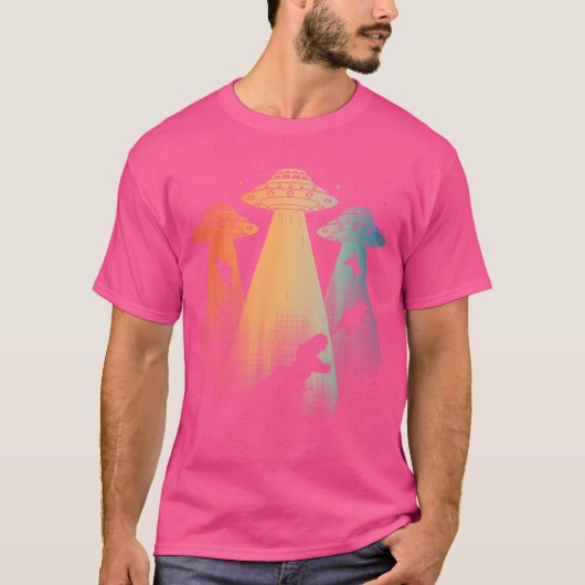 Coole Dinosaurier Kunst für Männer Frauen Ufo Alie T-Shirt (Vorderseite)